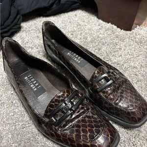 Stuart Weitzman Textured Dark Brown Loafers